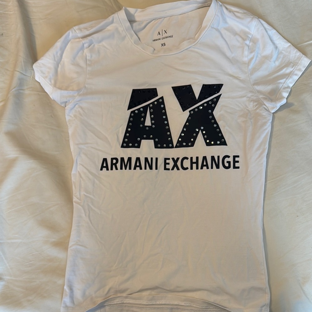 Armani Exchange White Tee with Black Logo